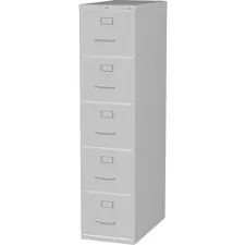 Lorell LLR 48499 — Lorell Commercial Grade Vertical File Cabinet - 5-Drawer - 15 x 26.5 x 61 - 5 x Drawer(s) for File - Letter - Vertical - Security Lock, Ball-bearing Suspension, Heavy Duty - Light Gray - Steel - Recycled