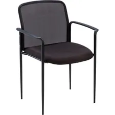 Lorell LLR 69506 — Lorell Reception Side Guest Chair - Black Seat - Mesh Back - Steel Frame - Four-legged Base - 1 Each