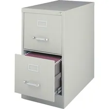 Lorell LLR 42292 — Lorell Commercial-grade Vertical File - 2-Drawer - 15 x 22 x 28.4 - 2 x Drawer(s) for File - Letter - Lockable, Ball-bearing Suspension - Light Gray - Recycled