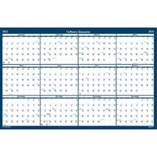 HOUSE OF DOOLITTLE HOD 3962 — House of Doolittle Dated 66 Laminated Wall Planner - Julian Dates - Monthly - 1 Year - January 2022 till December 2022 - 66 x 33 Sheet Size - 2 x 2.25 Block - Blue, Gray - Paper - Laminated - 1 Each
