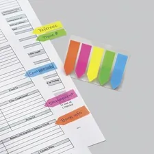 REDITAG CORPORATION RTG 32118 — Redi-Tag Neon Small Arrow Colored Flags - 50 x Neon Blue, 50 x Neon Green, 50 x Neon Pink, 50 x Neon Yellow, 50 x Neon Orange - 1.75 x 0.46 - Arrow - Neon Green, Neon Blue, Neon Yellow, Neon Pink, Neon Orange - Writable, See-through, Self-adhesive, Removable, Repositionable - 250 / Each