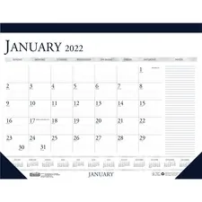 HOUSE OF DOOLITTLE HOD 164 — House of Doolittle Blue/Gray Print Monthly Desk Pad - Julian Dates - Monthly - 1 Year - January 2022 till December 2022 - 1 Month Single Page Layout - 22 x 17 Sheet Size - 2.37 x 1.87 Block - Desk Pad - Blue - Paper - 1 Each