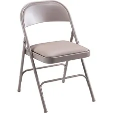 Lorell LLR 62501 — Lorell Steel Folding Chairs - Beige Vinyl Seat - Beige Steel Frame - 4 / Carton