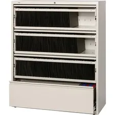 Lorell LLR 43514 — Lorell Receding Lateral File with Roll Out Shelves - 4-Drawer - 42 x 18.6 x 52.5 - 4 x Drawer(s) for File - Legal, A4, Letter - Heavy Duty, Recessed Handle, Ball-bearing Suspension, Leveling Glide, Interlocking - Putty - Metal - Recycled