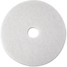 3M MMM 08476 — 3M White Super Polish Pads - 5/Carton - Round x 12 Diameter - Polishing, Floor, Buffing, Scrubbing - Wood Floor - 175 rpm to 600 rpm Speed Supported - Textured, Adhesive, Durable, Scuff Mark Remover, Heel Mark Remover - Polyester Fiber - White