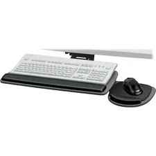 FELLOWES 93841 — COMBINES CUSTOM COMFORT WITH EASY SPACE MANAGEMENT. SINGLE KNOB ADJUSTS HEIGHT A