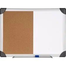 Lorell LLR 19291 — Lorell Dry Erase Aluminum Frame Cork Combo Boards - 24 Height x 36 Width - Natural Cork Surface - Self-healing - Aluminum Frame - 1 Each
