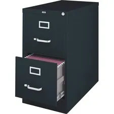 Lorell LLR 60661 — Lorell Vertical File Cabinet - 2-Drawer - 18 x 26.5 x 28.4 - 2 x Drawer(s) for File - Legal - Vertical - Lockable, Ball-bearing Suspension, Heavy Duty - Black - Steel - Recycled