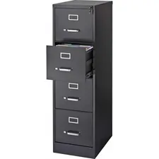 Lorell LLR 42294 — Lorell Commercial-grade Vertical File - 4-Drawer - 15 x 22 x 52 - 4 x Drawer(s) for File - Letter - Lockable, Ball-bearing Suspension - Black - Recycled