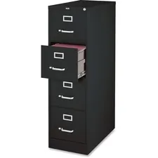 Lorell LLR 60198 — Lorell Vertical File Cabinet - 4-Drawer - 18 x 26.5 x 52 - 4 x Drawer(s) for File - Legal - Vertical - Lockable, Ball-bearing Suspension, Heavy Duty - Black - Steel - Recycled
