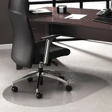 FLOORTEX FLR 119923SR — Cleartex Ultimat Contoured Chairmat - Low/Medium Pile Carpet - Office, Home, Carpeted Floor, Floor, Carpet - 49 Length x 39 Width x 90 mil Thickness - Rectangle - Polycarbonate - Clear
