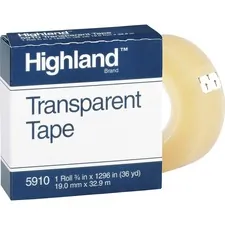 3M MMM 5910341296 — Highland Transparent Light-duty Tape - 36 yd Length x 0.75 Width - 1 Core - Acrylic - Polypropylene Backing - 1 / Roll - Clear