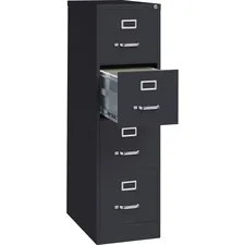 Lorell LLR 60650 — Lorell Vertical file - 4-Drawer - 15 x 25 x 52 - 4 x Drawer(s) for File - Letter - Vertical - Security Lock, Ball-bearing Suspension, Heavy Duty - Black - Steel - Recycled