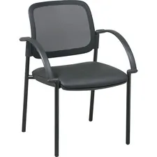 Lorell LLR 60462 — Lorell Guest Chair - Black Faux Leather Seat - Black - 1 Each