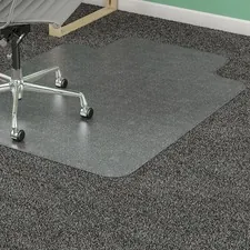 Lorell LLR 25755 — Lorell PlushMat Wide Lip Chairmat - 60 Length x 46 Width x 0.13 Thickness - Lip Size 12 Length x 25 Width - Rectangle - Vinyl - Clear
