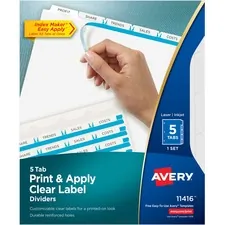 Avery Dennison AVE 11416 — Avery® Index Maker Index Divider - 5 x Divider(s) - 5 - 5 Tab(s)/Set - 8.5 Divider Width x 11 Divider Length - 3 Hole Punched - White Paper Divider - White Paper Tab(s)