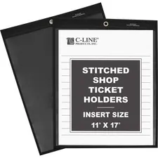 C-LINE CLI 45117 — C-Line Stitched Shop Ticket Holders - Support 8.50 x 14 , 11 x 14 Media - Vinyl - 25 / Box - Black, Clear