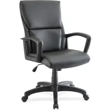 Lorell LLR 84570 — Lorell Euro Design Leather Executive Mid-back Chair - Black Bonded Leather Seat - Black Bonded Leather Back - 5-star Base - Black - 1 Each