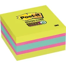 3M MMM 2027SSGFA — Post-it® Super Sticky Notes Cubes - 3 x 3 - Square - 360 Sheets per Pad - Bright Green, Blue, Pink - Paper - Sticky, Recyclable - 1 / Pack