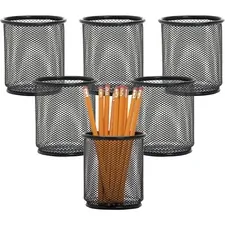 Lorell LLR 84149BX — Lorell Black Mesh/Wire Pencil Cup Holder - 3.5 x 3.9 x - Steel - 6 / Box - Black
