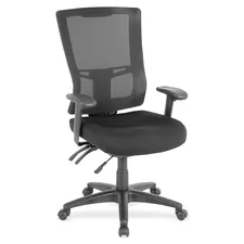 Lorell LLR 85561 — Lorell High-Back Mesh Chair - Black Fabric Seat - Black Nylon Back - 5-star Base - Black - 1 Each