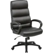 Lorell LLR 41843 — Lorell Soho High-back Leather Executive Chair - Black Bonded Leather Seat - Black Bonded Leather Back - High Back - 5-star Base - 1 Each