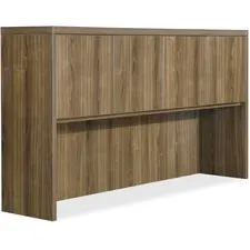 Lorell LLR 34321 — Lorell Chateau Series Walnut Laminate Desking - 66.1 x 14.8 x 36.5Hutch, 1.5 Top - Drawer(s)4 Door(s) - Reeded Edge - Material: P2 Particleboard - Finish: Walnut, Laminate