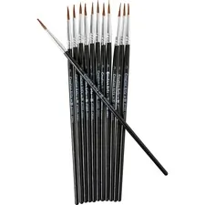 CHARLES LEONARD LEO 73503 — CLI Water Color Brush - 12 Brush(es) - 0.50 Bristle - No. 3 Hardwood - Aluminum Ferrule