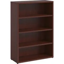 Lorell LLR PBK3448MY — Lorell Prominence Mahogany Laminate Bookcase - 34 x 12 x 48 , 1 Top - 3 Shelve(s) - Band Edge - Material: Particleboard - Finish: Mahogany Laminate Surface, Thermofused Melamine (TFM)
