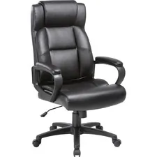 Lorell LLR 41844 — Lorell Soho High-back Leather Executive Chair - Black Bonded Leather Seat - Black Bonded Leather Back - High Back - 5-star Base - 1 Each