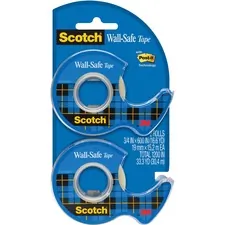 3M MMM 183DM2 — Scotch Wall-Safe Tape - 18.06 yd Length x 0.75 Width - Dispenser Included - 2 / Pack - Translucent