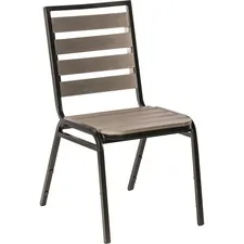 Lorell LLR 42687 — Lorell Charcoal Outdoor Chair - Charcoal Gray Faux Wood Seat - Charcoal Gray Faux Wood Back - Four-legged Base - 4 / Carton