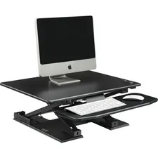 Lorell LLR 99552 — Lorell Sit-to-Stand Electric Desk Riser - Up to 33 Screen Support - Flat Panel Display Type Supported - 17.1 Height x 28.8 Width x 35.8 Depth - Desktop - Aluminum - Black