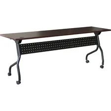 Lorell LLR 59514 — Lorell Mahogany Flip Top Training Table - Rectangle Top - Four Leg Base - 4 Legs - 72 Table Top Width x 23.60 Table Top Depth - 29.50 Height x 70.88 Width x 23.63 Depth - Assembly Required - Black, Mahogany - Melamine, Nylon