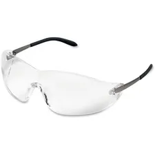 MCR SAFETY MCS CRWS2110 — Crews BlackJack Metal Alloy Safety Glasses - Side Shield, Scratch Resistant, Non-slip, Wraparound Lens - Eye, Ultraviolet Protection - Plastic Frame, Polycarbonate Lens - Chrome, Clear, Black - 1 Each