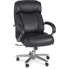 SAFCO PRODUCTS SAF 3502BL — Safco Big & Tall Leather High-Back Task Chair - Black Bonded Leather Seat - High Back - Armrest - 1 Each
