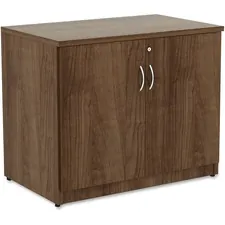Lorell LLR 69999 — Lorell Essentials Series Storage Cabinet - 36 x 22.5 x 29.5 - Glide, Lockable - Walnut - Laminate - Polyvinyl Chloride (PVC), Metal - Assembly Required
