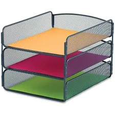 SAFCO PRODUCTS SAF 3271BU — Safco Onyx Letter Tray - 3 Compartment(s) - 8 Height x 9.3 Width x 11.8 Depth - Desktop - Blue - Steel - 1 Each