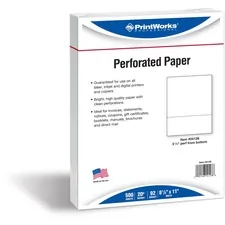 PARIS CORPORATION PRB 04128 — PrintWorks Professional Pre-Perforated Paper for Invoices, Statements, Gift Certificates & More - Letter - 8 1/2 x 11 - 20 lb Basis Weight - 500 / Ream - Perforated