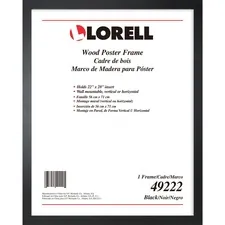 Lorell LLR 49222 — Lorell Solid Wood Poster Frame - 22 x 28 Frame Size - Rectangle - Horizontal, Vertical - 1 Each - Solid Wood - Black