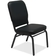 Lorell LLR 59596 — Lorell Vinyl Back/Seat Oversized Stack Chairs - Black Vinyl Seat - Black Vinyl Back - Steel Frame - Four-legged Base - 2 / Carton