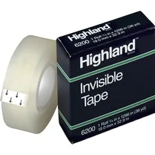 3M MMM 6200341296PK — Highland 3/4W Matte-finish Invisible Tape - 36 yd Length x 0.75 Width - 1 Core - 12 / Pack - Clear