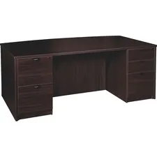 Lorell LLR PD4272DPES — Lorell Prominence 2.0 Espresso Laminate Double-Pedestal Desk - 5-Drawer - 1 Top, 72 x 42 x 29 - 5 x File Drawer(s), Box Drawer(s) - Double Pedestal - Band Edge - Material: Particleboard - Finish: Espresso Laminate, Thermofused Melamine (TFM)