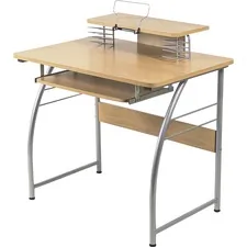 Lorell LLR 14337 — Lorell Upper Shelf Laminate Computer Desk - Laminated Rectangle Top - 23.60 Table Top Width x 35.40 Table Top Depth - 35.20 Height - Assembly Required - Maple - Metal