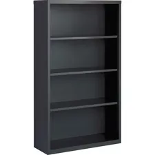 Lorell LLR 59693 — Lorell Fortress Series Charcoal Bookcase - 34.5 x 13 x 60 - 4 Shelve(s) - Material: Steel - Finish: Charcoal, Powder Coated