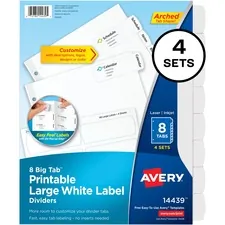 Avery Dennison AVE 14439 — Avery® Big Tab Tab Divider - 32 x Divider(s) - 8 - 8 Tab(s)/Set - 8.5 Divider Width x 11 Divider Length - 3 Hole Punched - White Paper Divider - White Paper Tab(s) - 4 / Pack