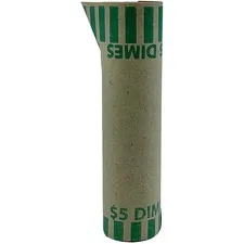 PAPR PRODUCTS PQP 23010 — PAP-R Tubular Coin Wrap - 10? Denomination - Durable, Burst Resistant, Crimped, Pre-formed - 57 lb Paper Weight - Paper - Green