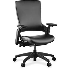 Lorell LLR 59529 — Lorell Serenity Series Executive Multifunction High-back Chair - Leather Seat - High Back - Black - Leather - 1 Each