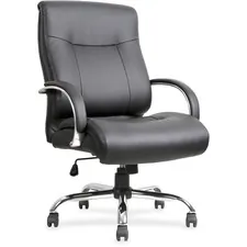 Lorell LLR 40206 — Lorell Leather Deluxe Big/Tall Chair - Black Bonded Leather Seat - Black Bonded Leather Back - 5-star Base - Black - 1 Each