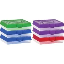 STOREX STX 61645U06C — Storex Carrying Case Pencil - Assorted Bright - Impact Resistance - Plastic - Translucent - 2.9 Height x 11.3 Width x 7.8 Depth - 6 Pack